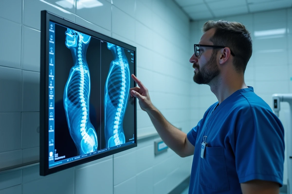 Analyse d'IRM lombaire par un spécialiste en neurochirurgie avant une opération du dos
