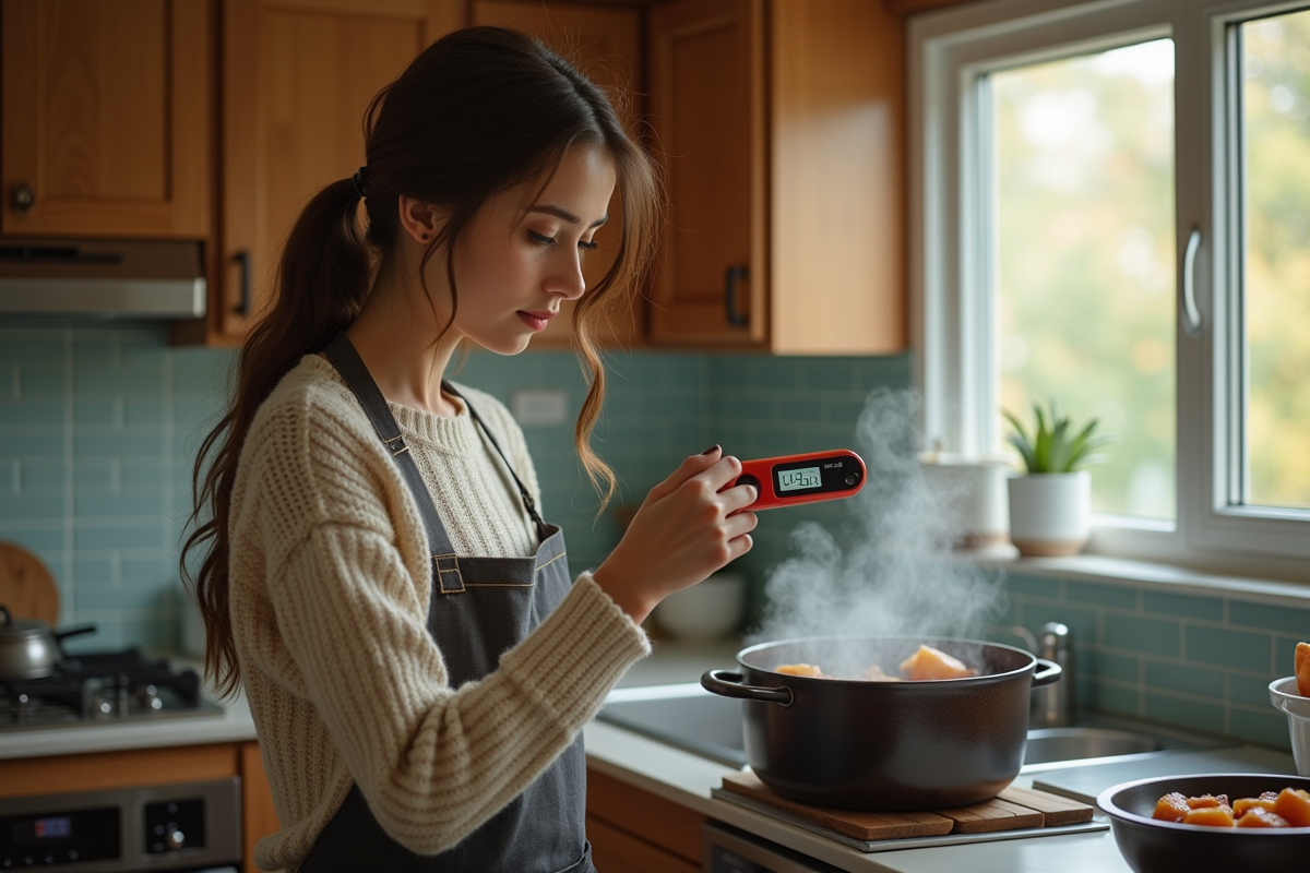 Femme vérifiant la température d