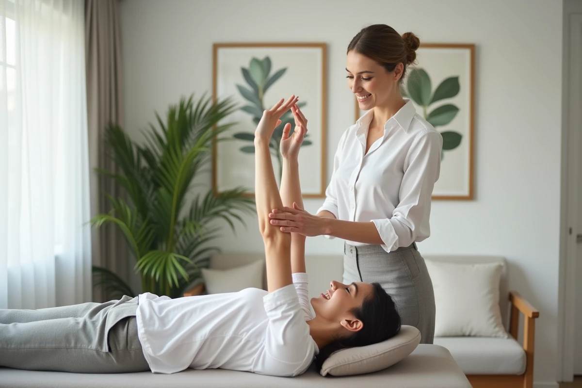 Therapeute montrant un exercice d