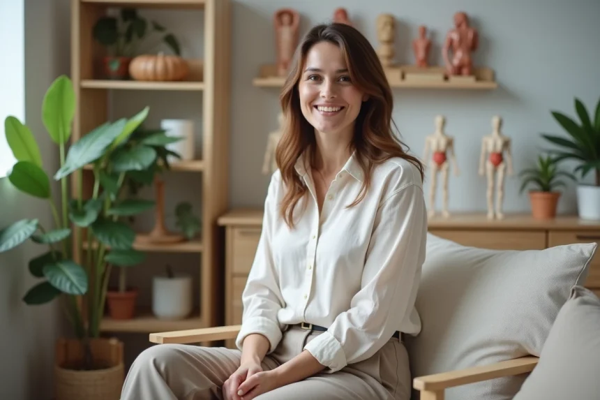 Femme en cabinet d'osteopathie dans une clinique moderne