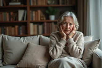 Femme d'âge moyen en détente dans un salon calme