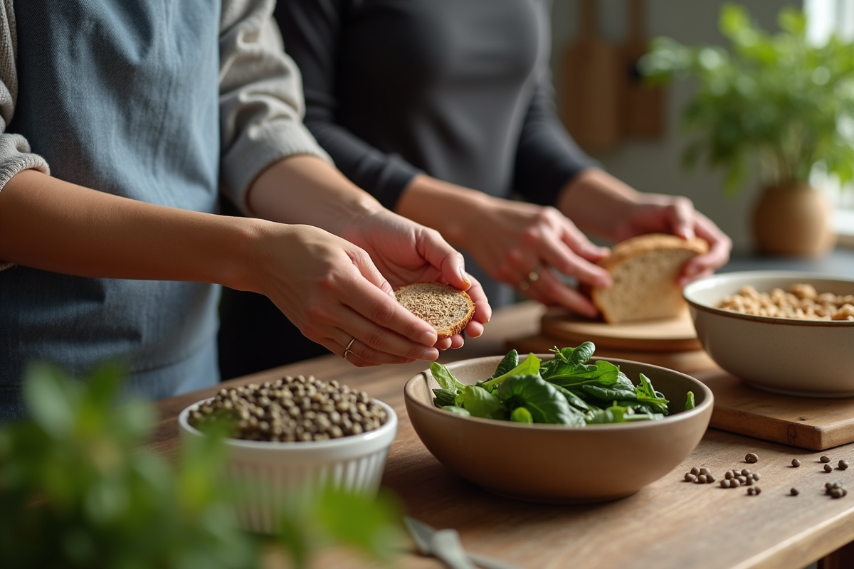 Femmes assemblant des aliments pour la lactation