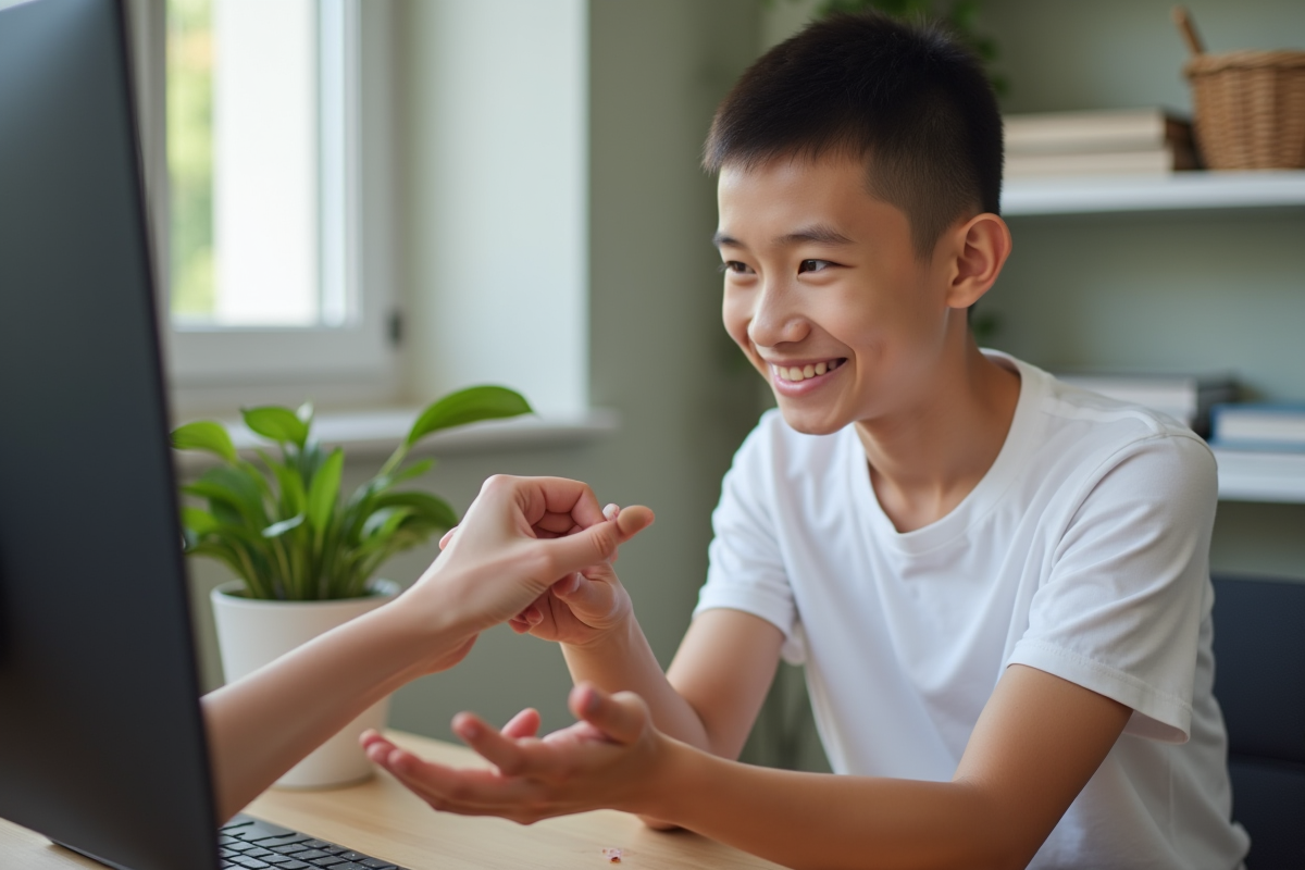 Adolescent montrant une irrégularite cutanée à son poignet