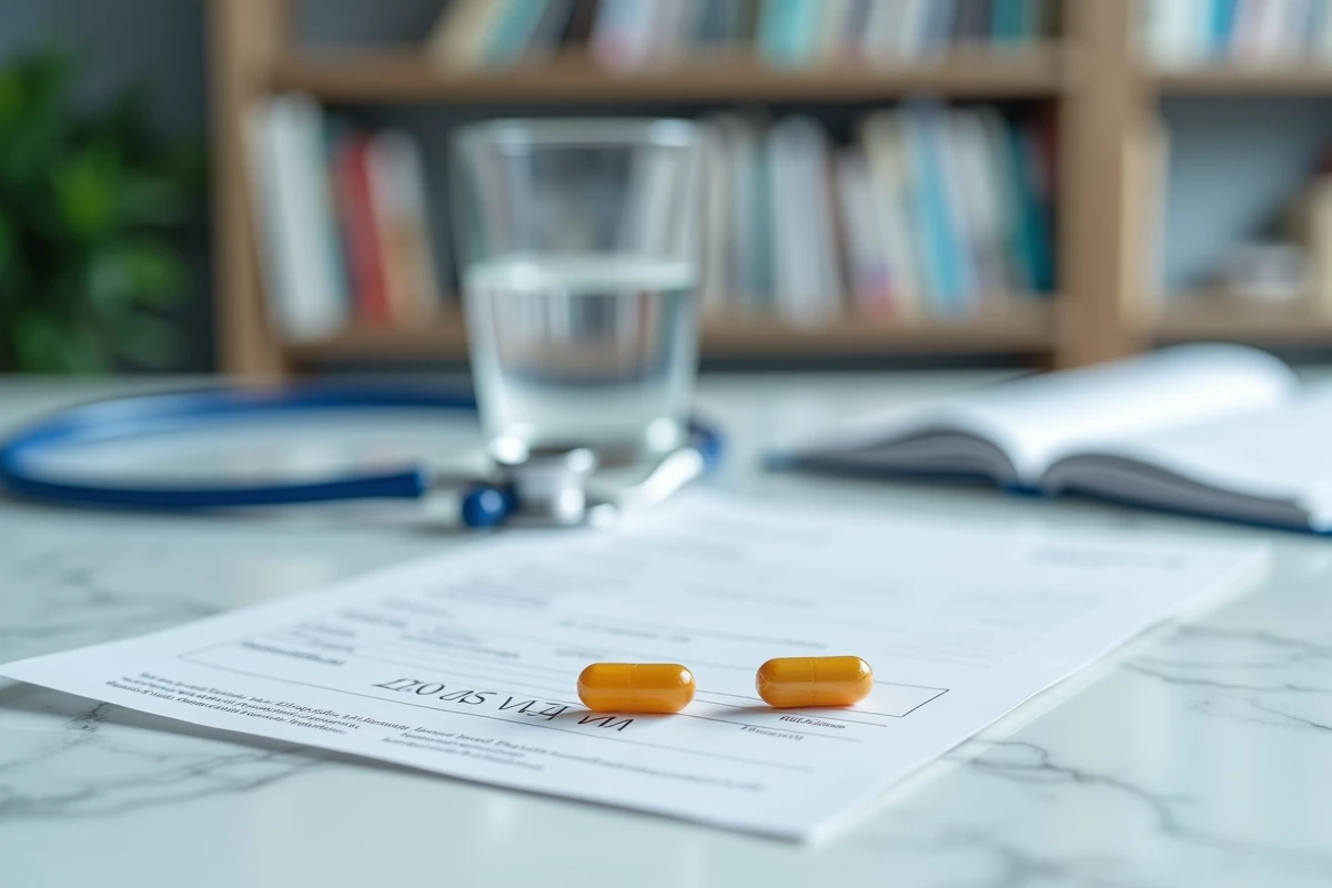 Gélules GCA 2700 posées sur une ordonnance médicale dans un cabinet de rhumatologie