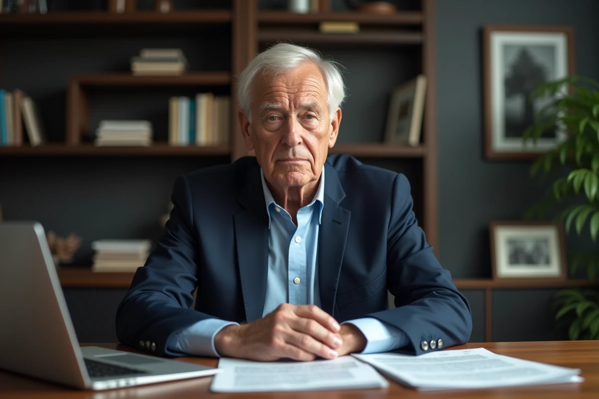 Homme senior en costume dans un bureau privé