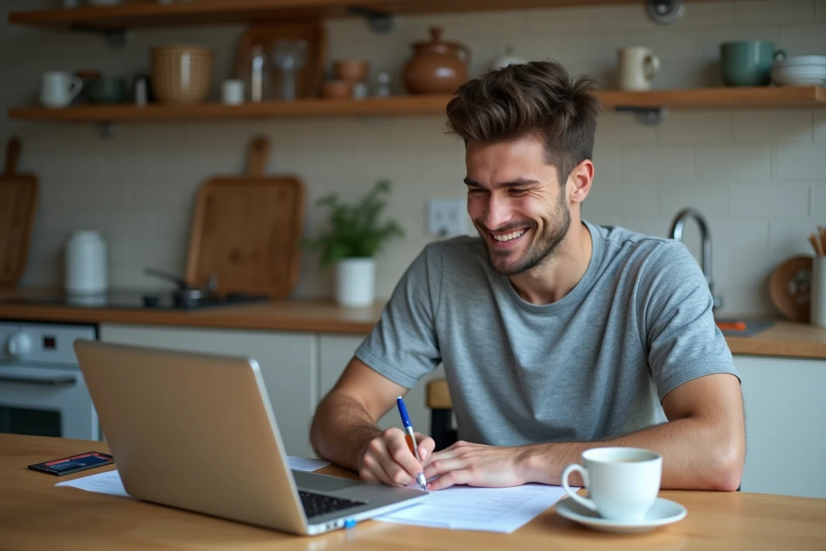 Jeune patient consulte site de sante a la maison